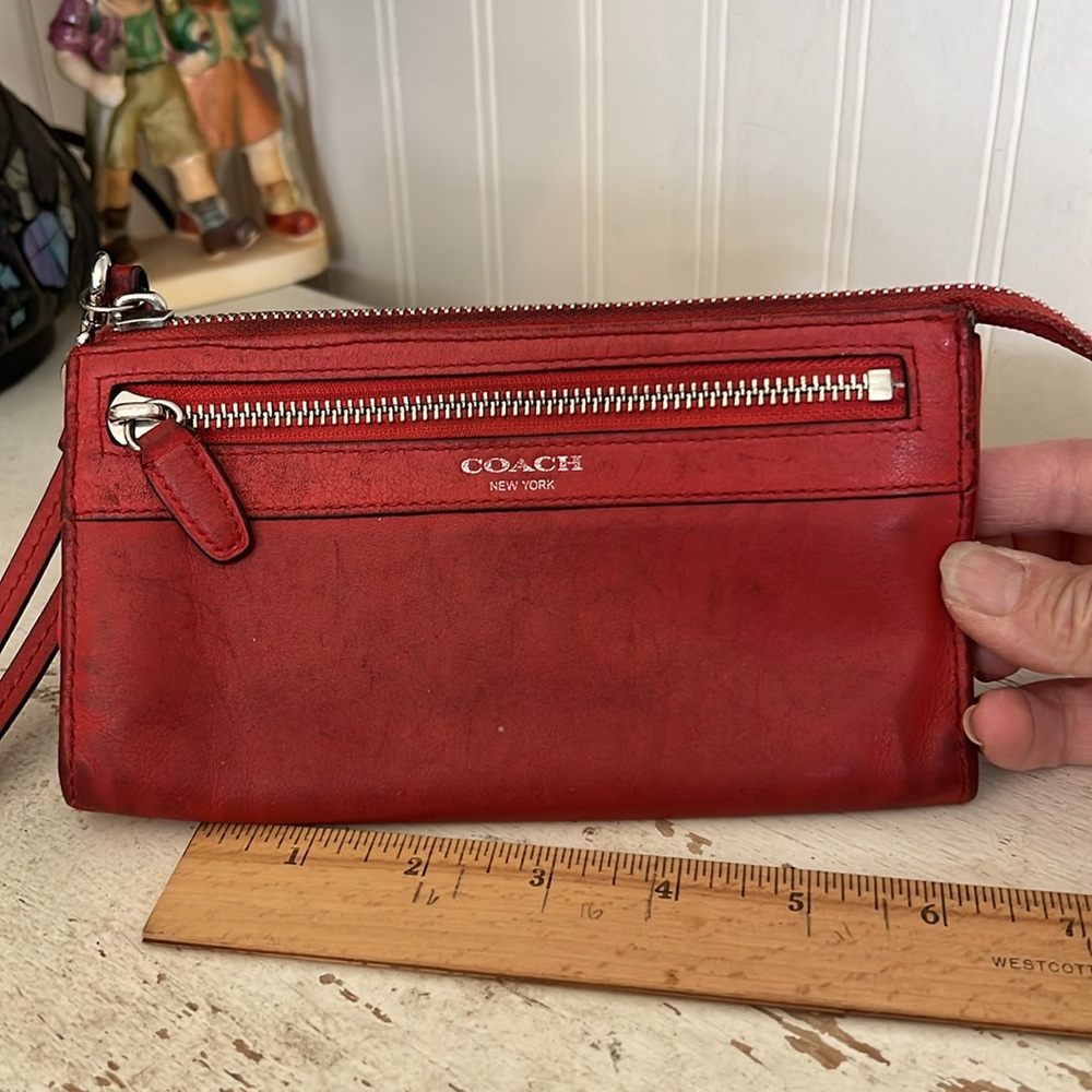 Vintage 90s Coach New York wristlet red leather wallet